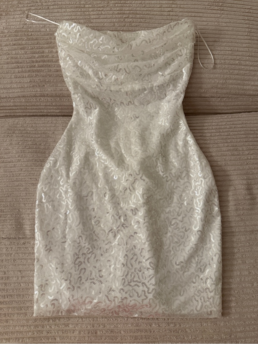 Windsor White Sequin Strapless Mini Dress